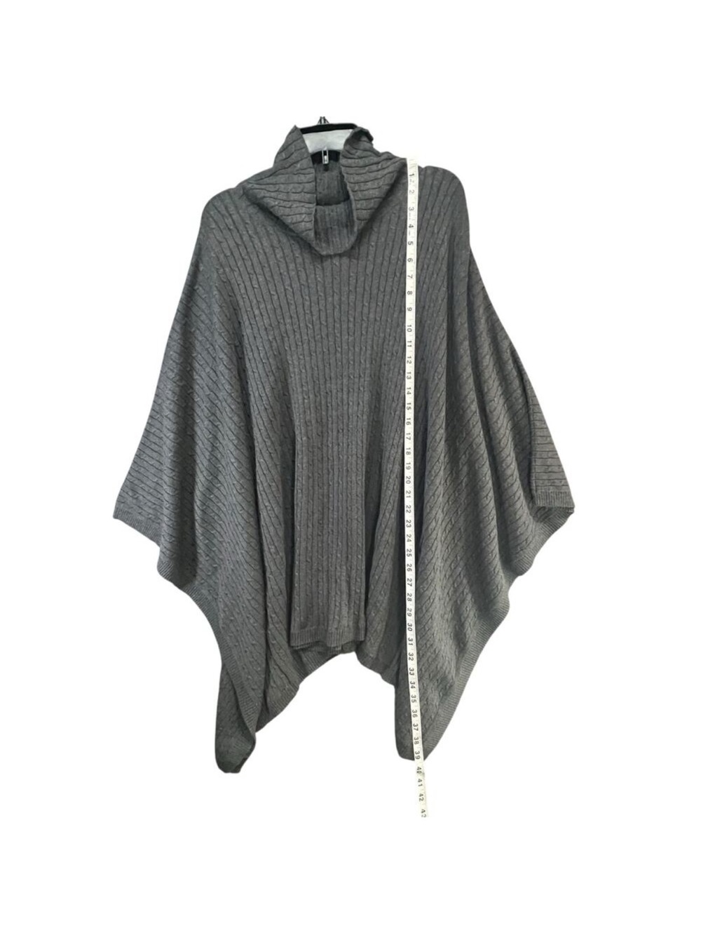 bryn Walker Charcoal Ribbed Knit Poncho - Picture 6 of 7